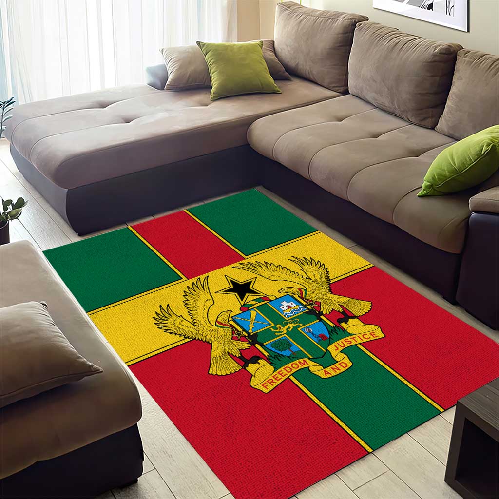African Ghana Area Rug Flag with Coat of Arms Simple Design TS04