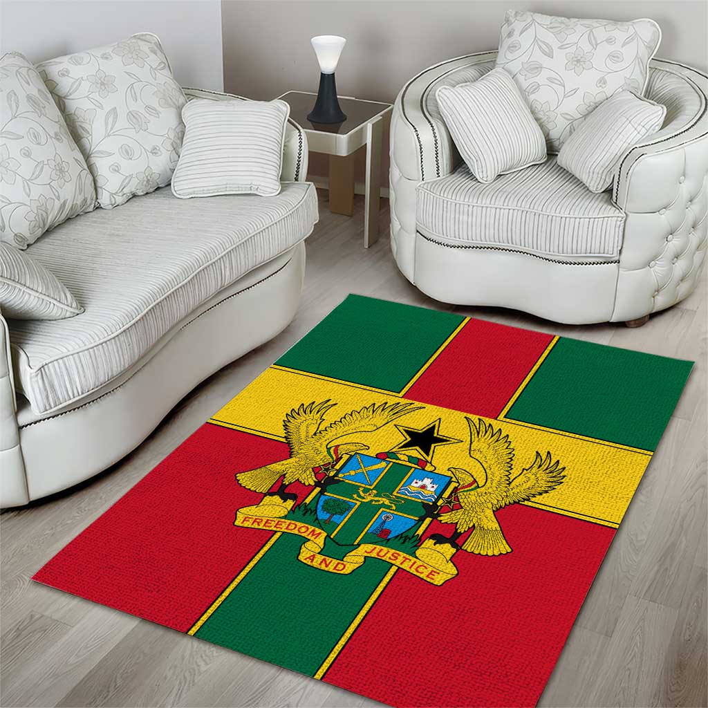 African Ghana Area Rug Flag with Coat of Arms Simple Design TS04