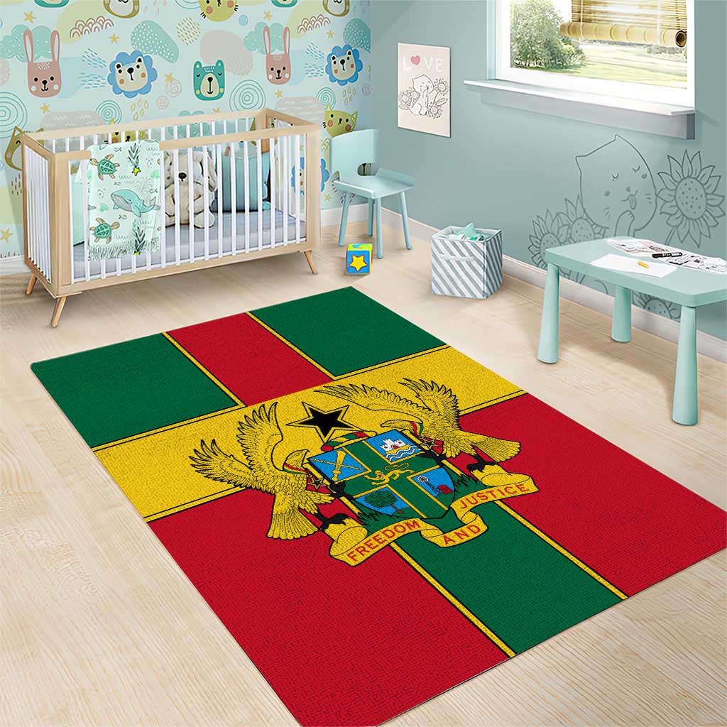 African Ghana Area Rug Flag with Coat of Arms Simple Design TS04