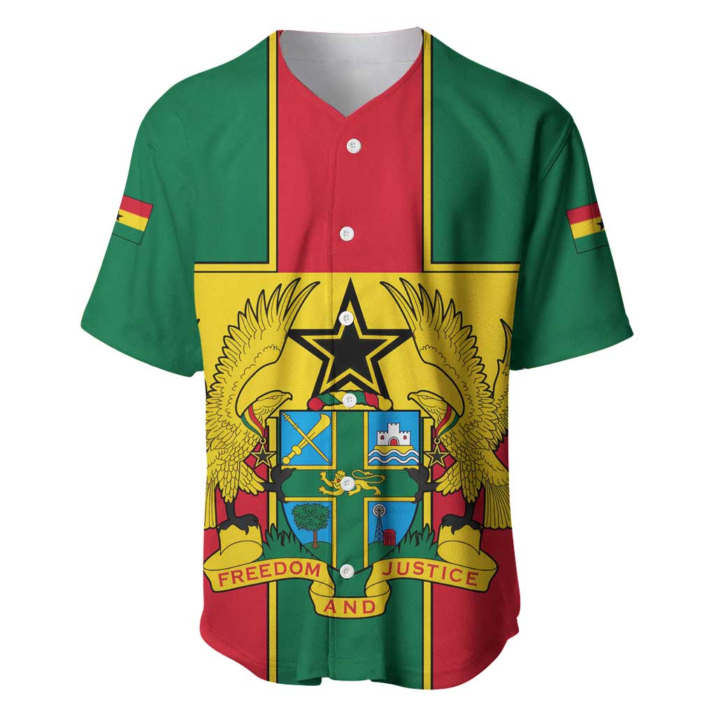 African Ghana Baseball Jersey Flag with Coat of Arms Simple Design TS04