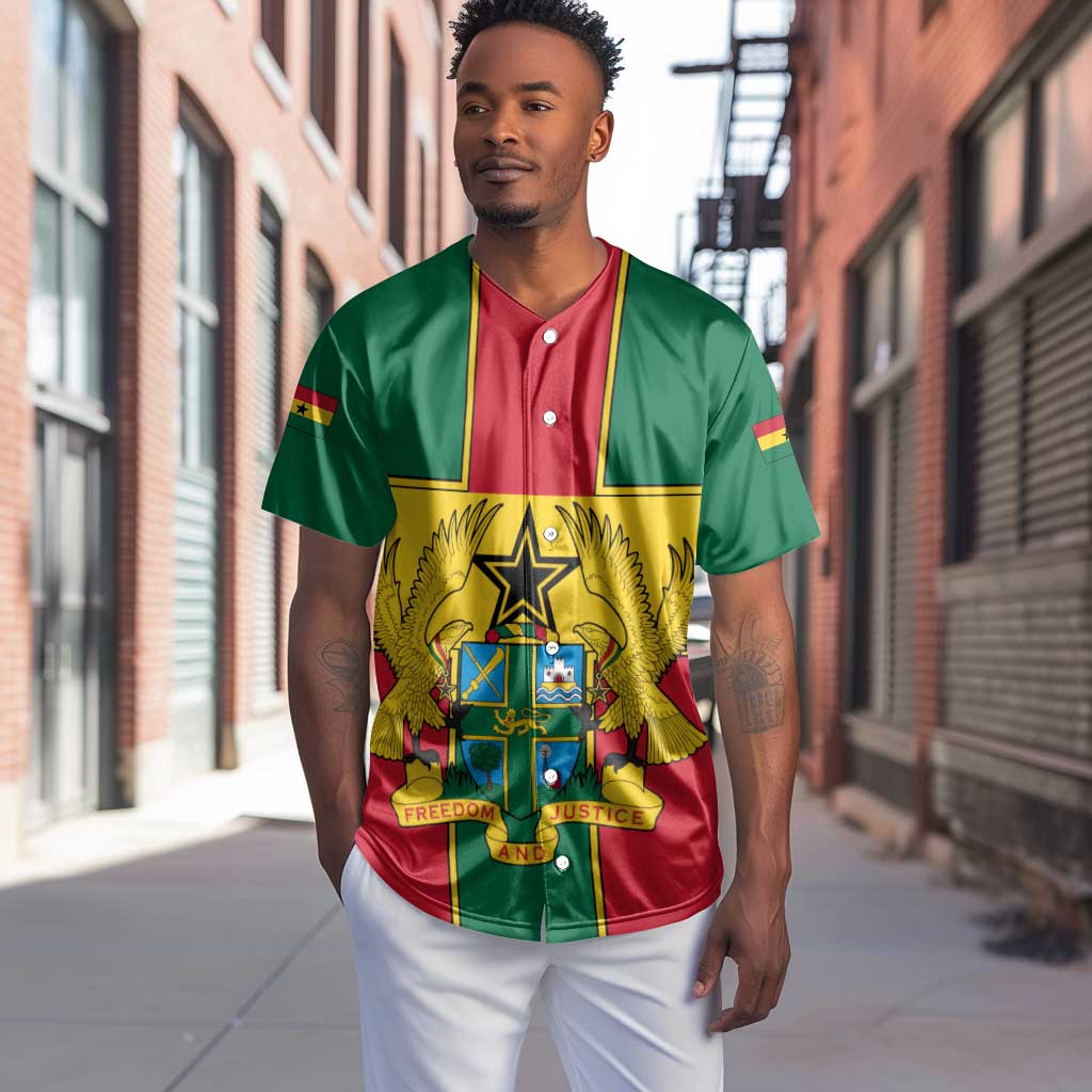 African Ghana Baseball Jersey Flag with Coat of Arms Simple Design TS04