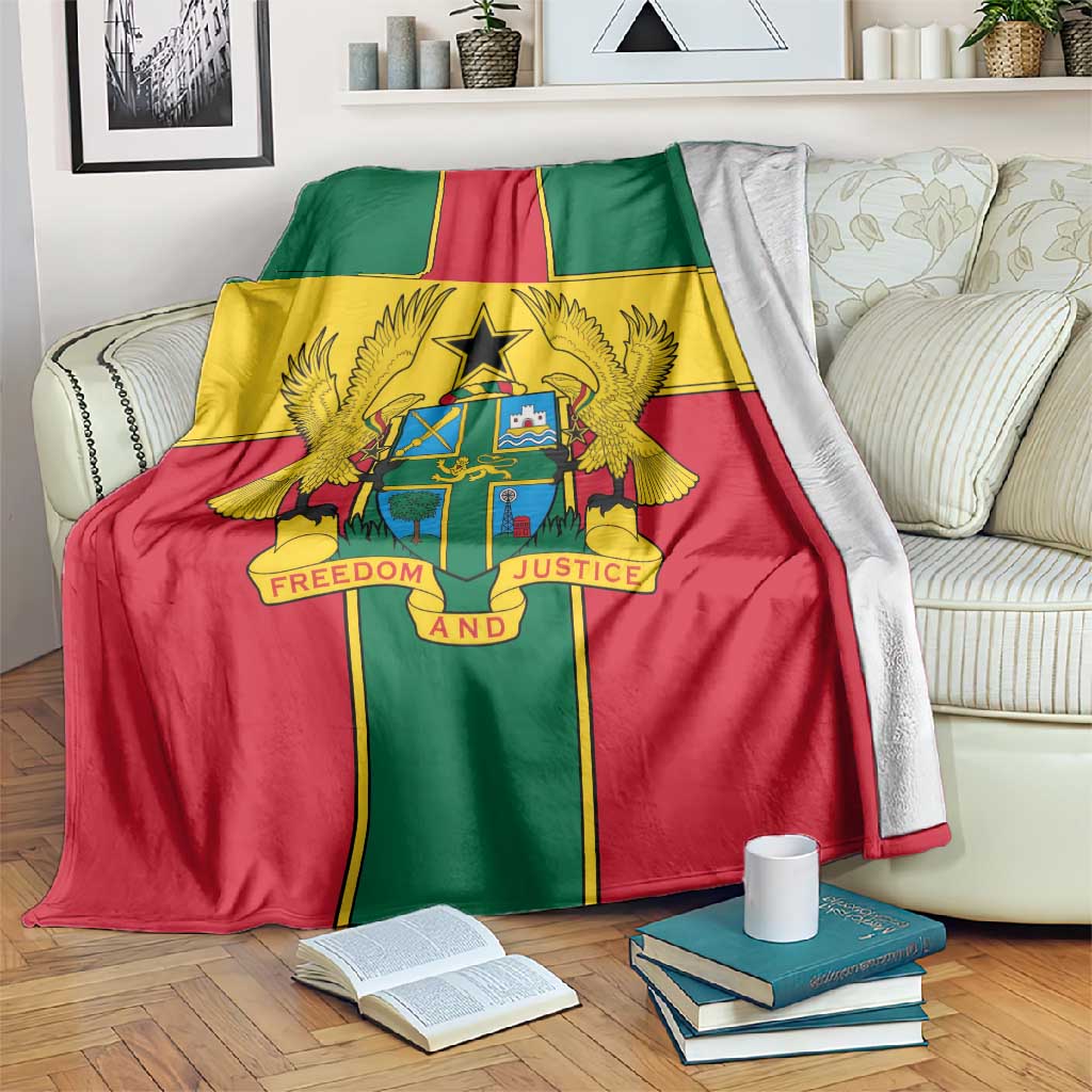 African Ghana Blanket Flag with Coat of Arms Simple Design TS04