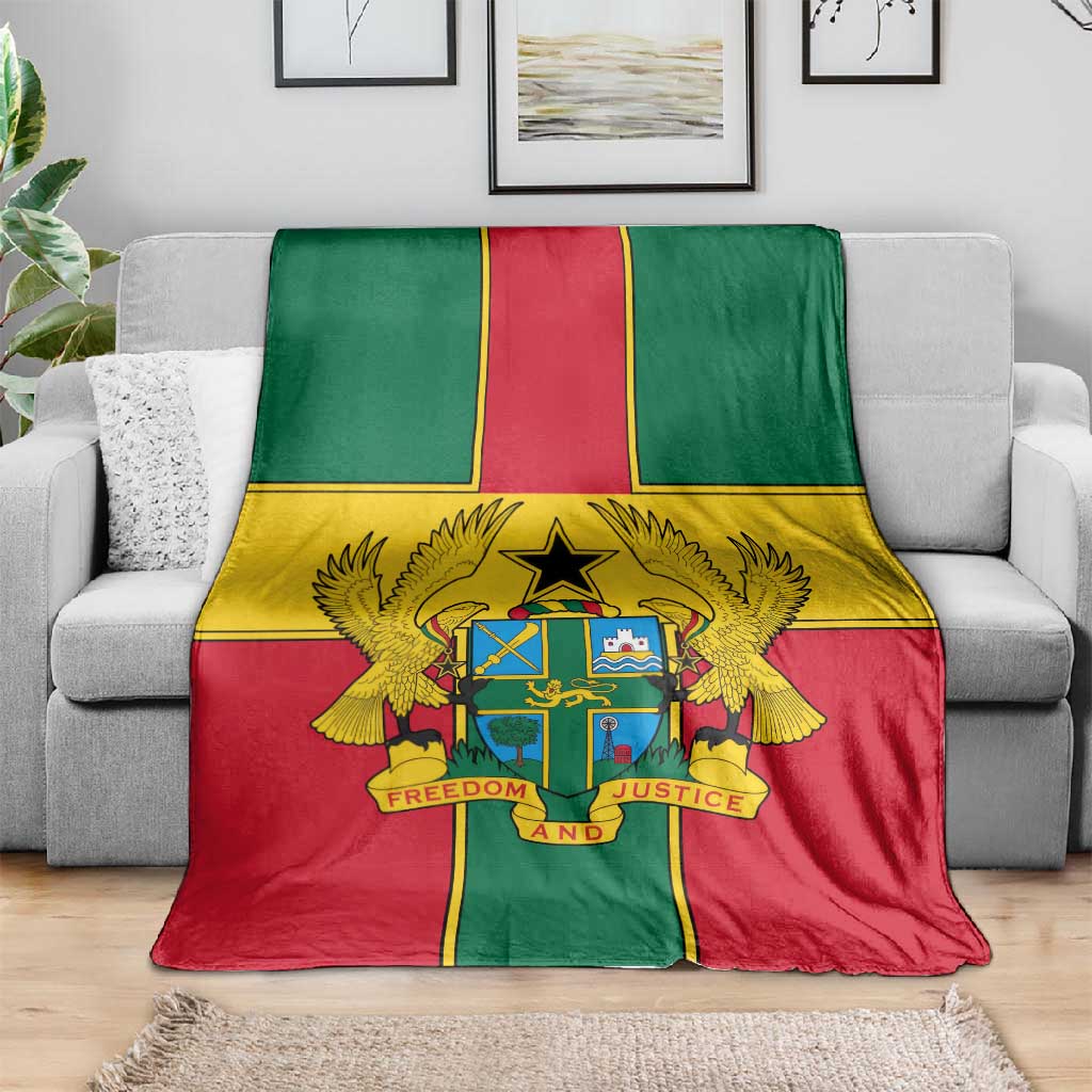 African Ghana Blanket Flag with Coat of Arms Simple Design TS04