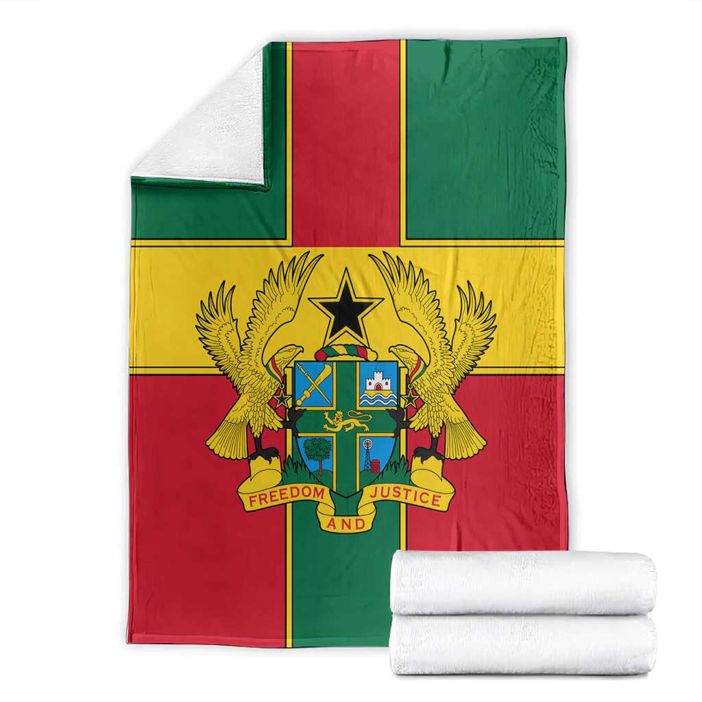 African Ghana Blanket Flag with Coat of Arms Simple Design TS04
