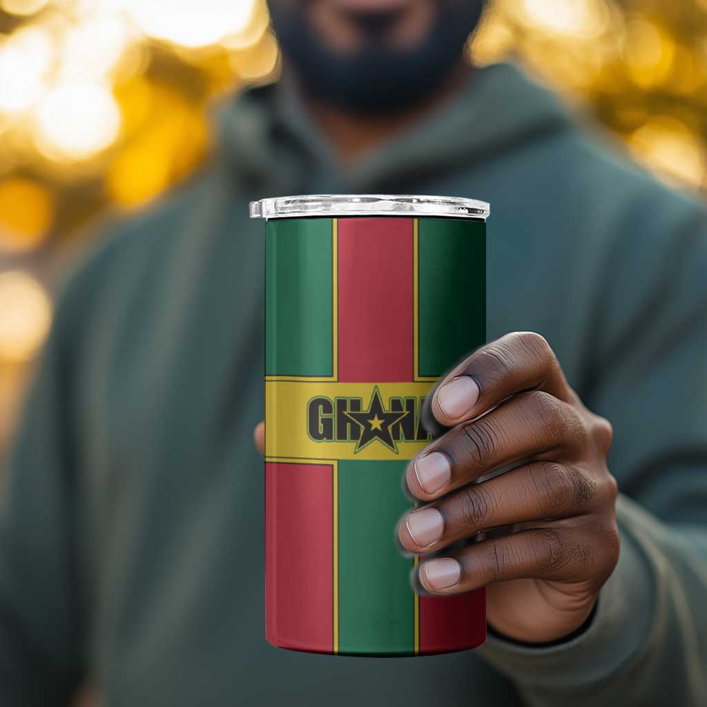 African Ghana 4 in 1 Can Cooler Tumbler Flag with Coat of Arms Simple Design TS04