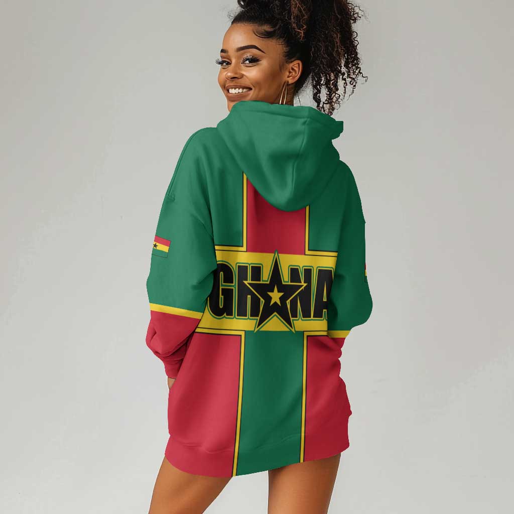 African Ghana Hoodie Dress Flag with Coat of Arms Simple Design TS04