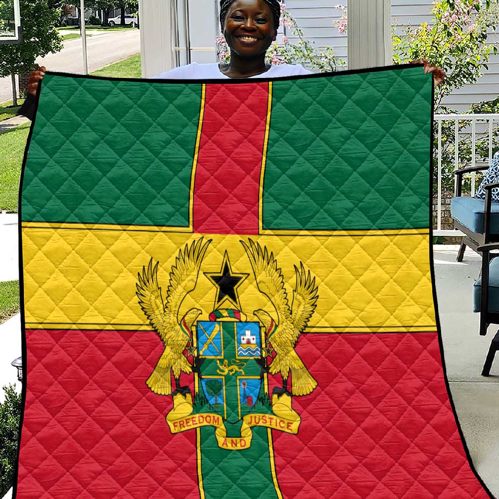 African Ghana Quilt Flag with Coat of Arms Simple Design TS04