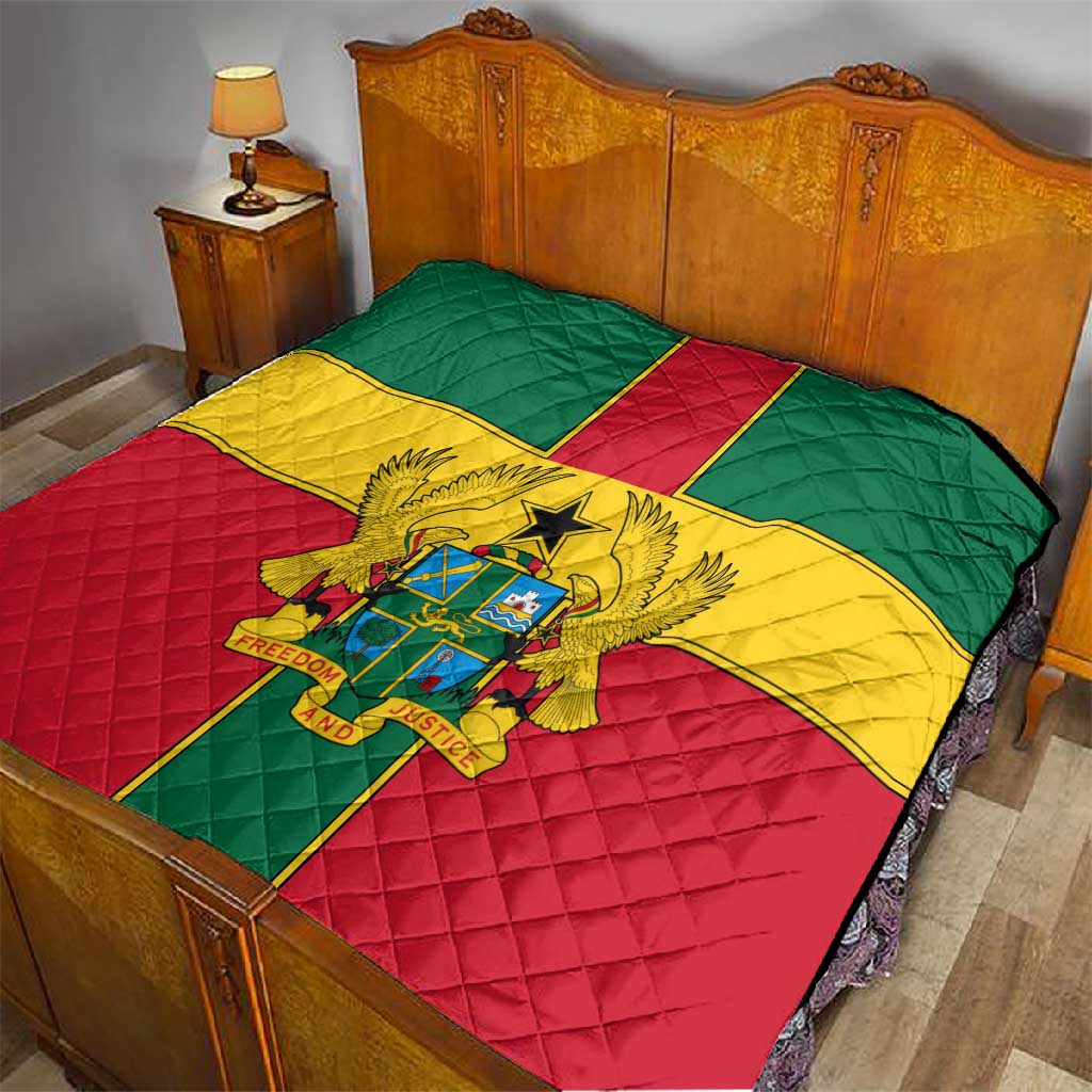 African Ghana Quilt Flag with Coat of Arms Simple Design TS04