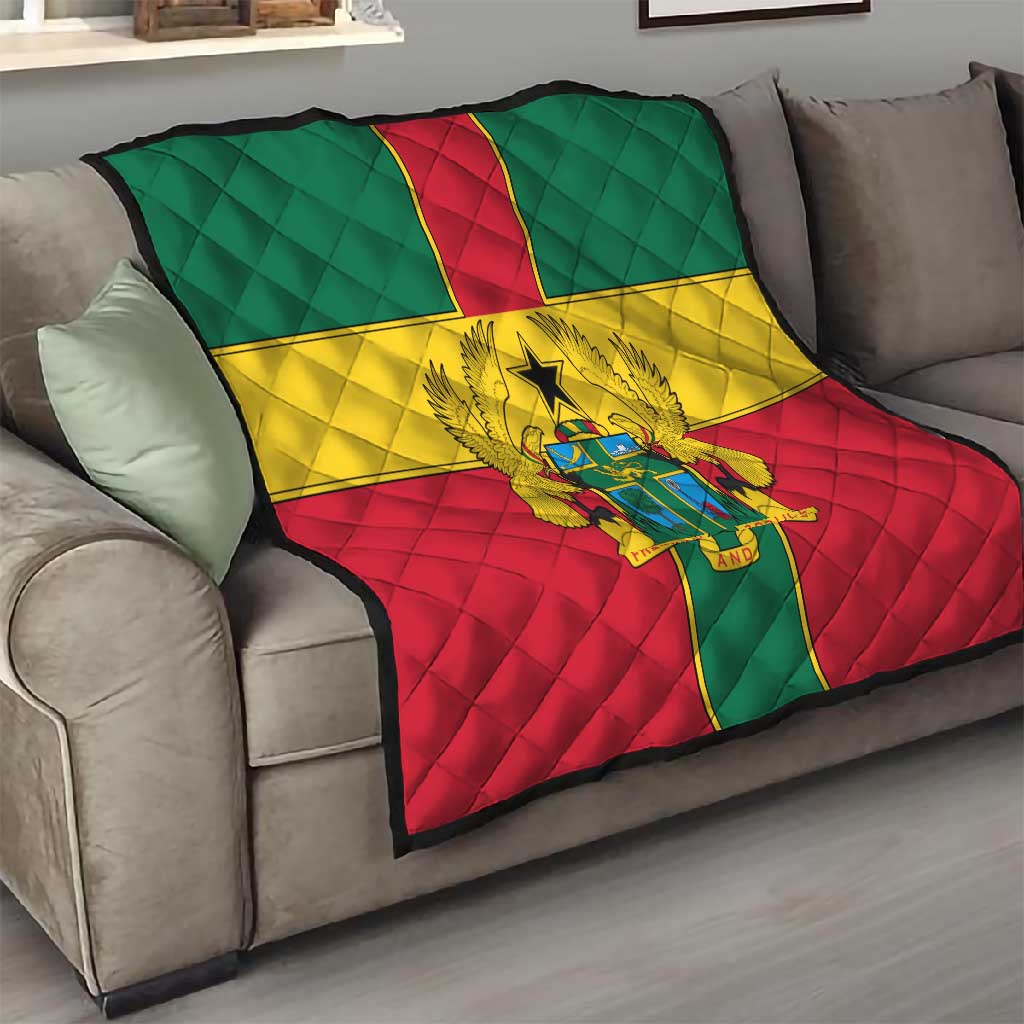 African Ghana Quilt Flag with Coat of Arms Simple Design TS04