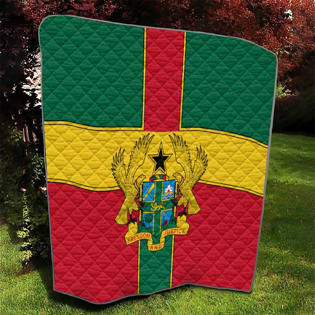 African Ghana Quilt Flag with Coat of Arms Simple Design TS04