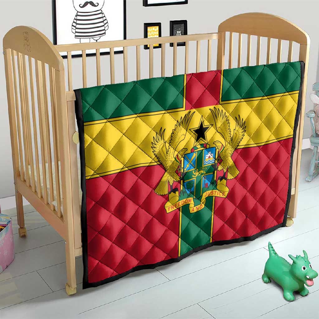 African Ghana Quilt Flag with Coat of Arms Simple Design TS04