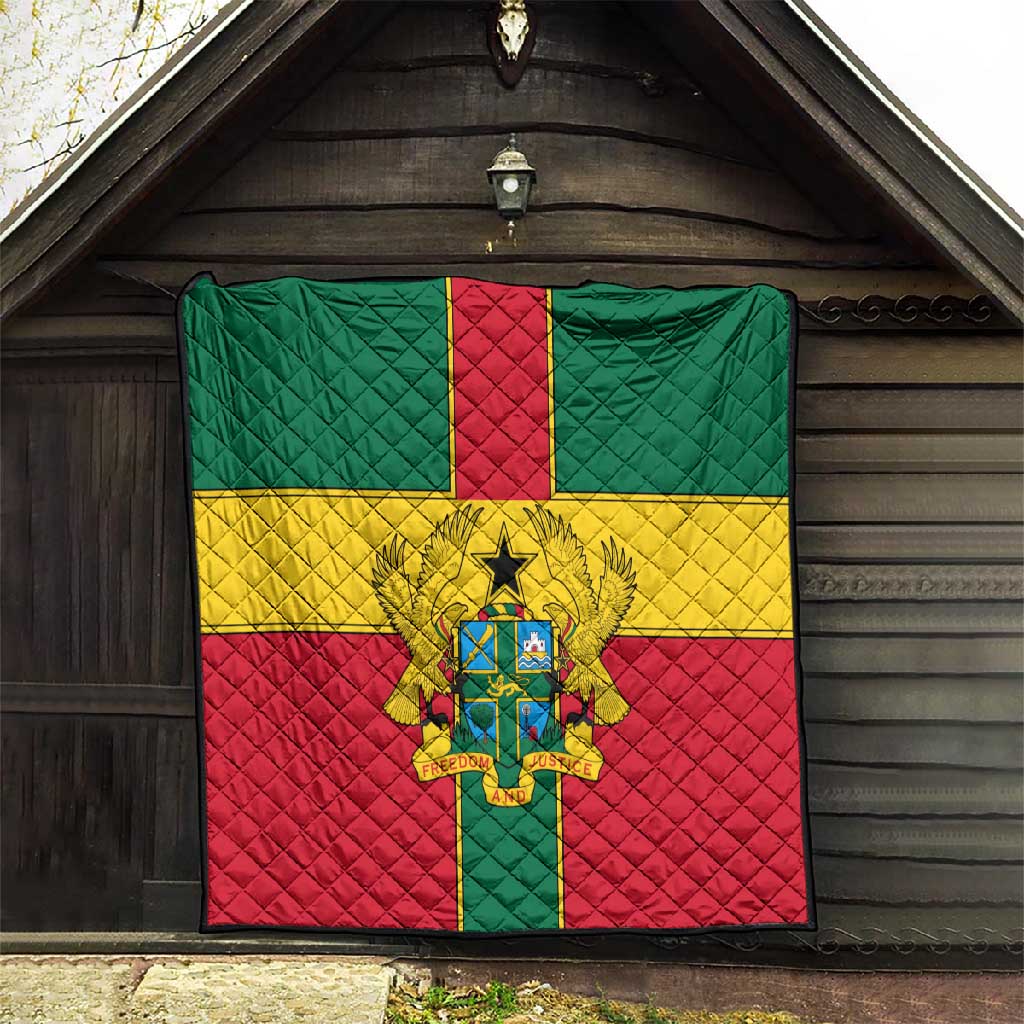 African Ghana Quilt Flag with Coat of Arms Simple Design TS04