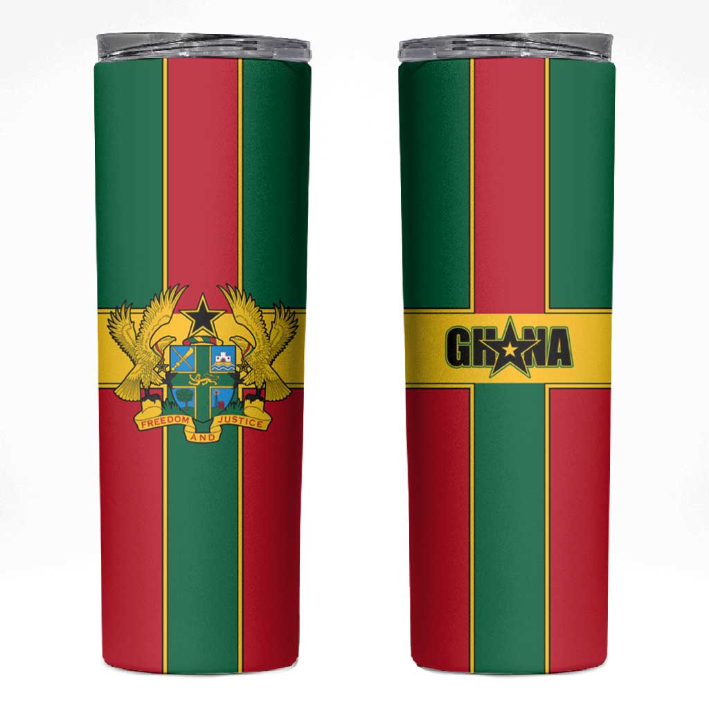 African Ghana Skinny Tumbler Flag with Coat of Arms Simple Design TS04