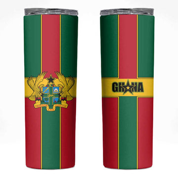 African Ghana Skinny Tumbler Flag with Coat of Arms Simple Design TS04