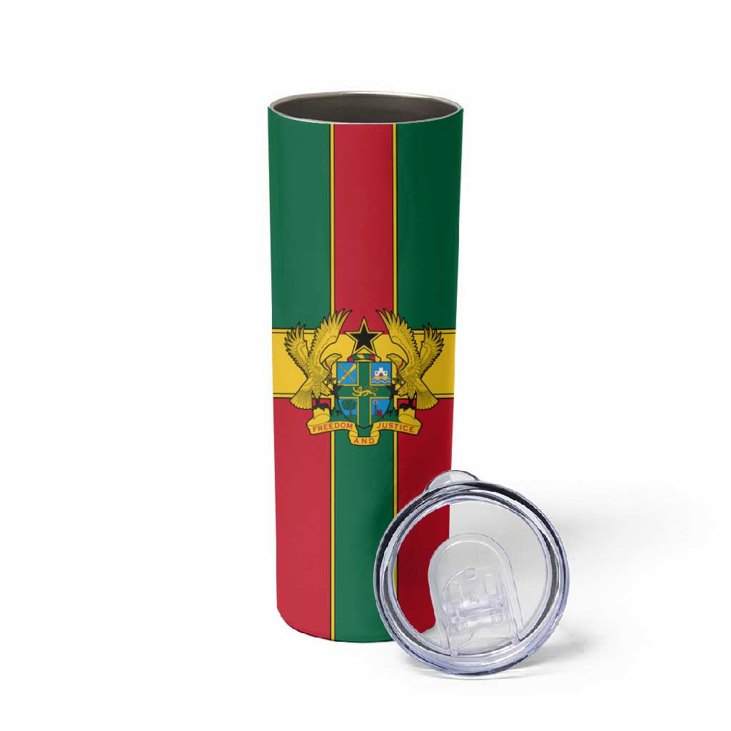 African Ghana Skinny Tumbler Flag with Coat of Arms Simple Design TS04