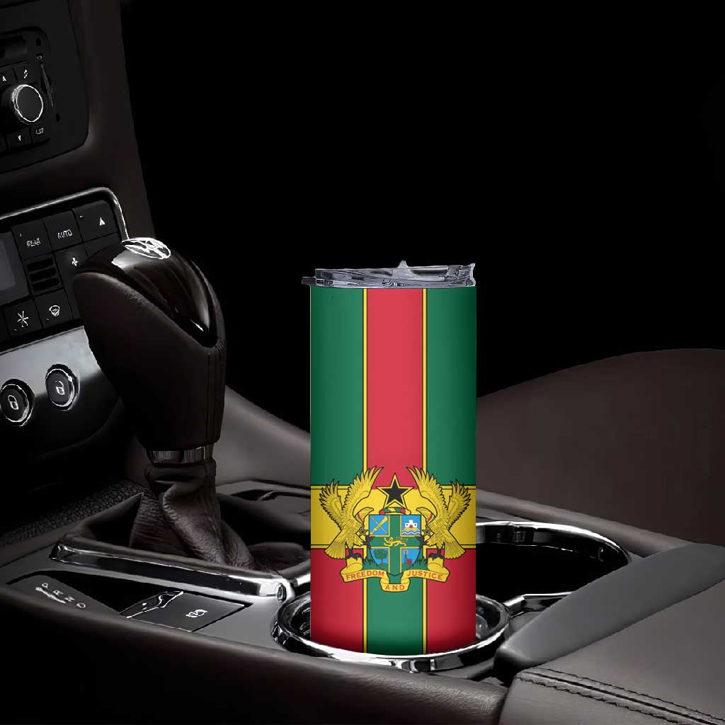 African Ghana Skinny Tumbler Flag with Coat of Arms Simple Design TS04