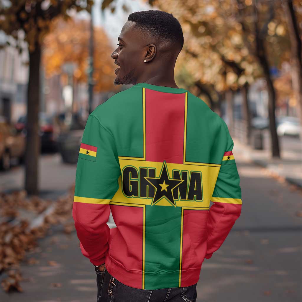 African Ghana Sweatshirt Flag with Coat of Arms Simple Design TS04