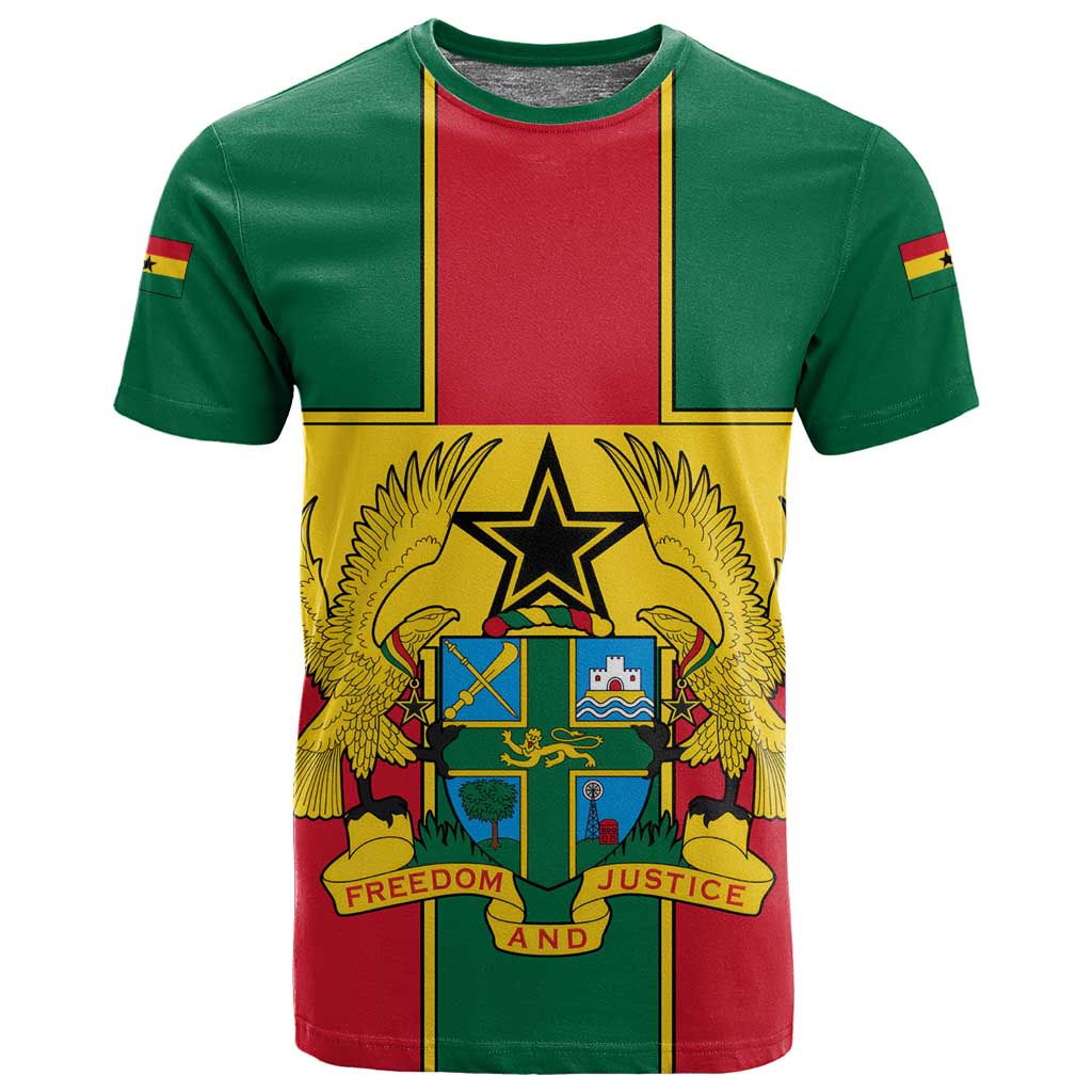 African Ghana T shirt Flag with Coat of Arms Simple Design TS04