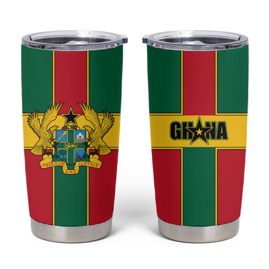 African Ghana Tumbler Cup Flag with Coat of Arms Simple Design TS04