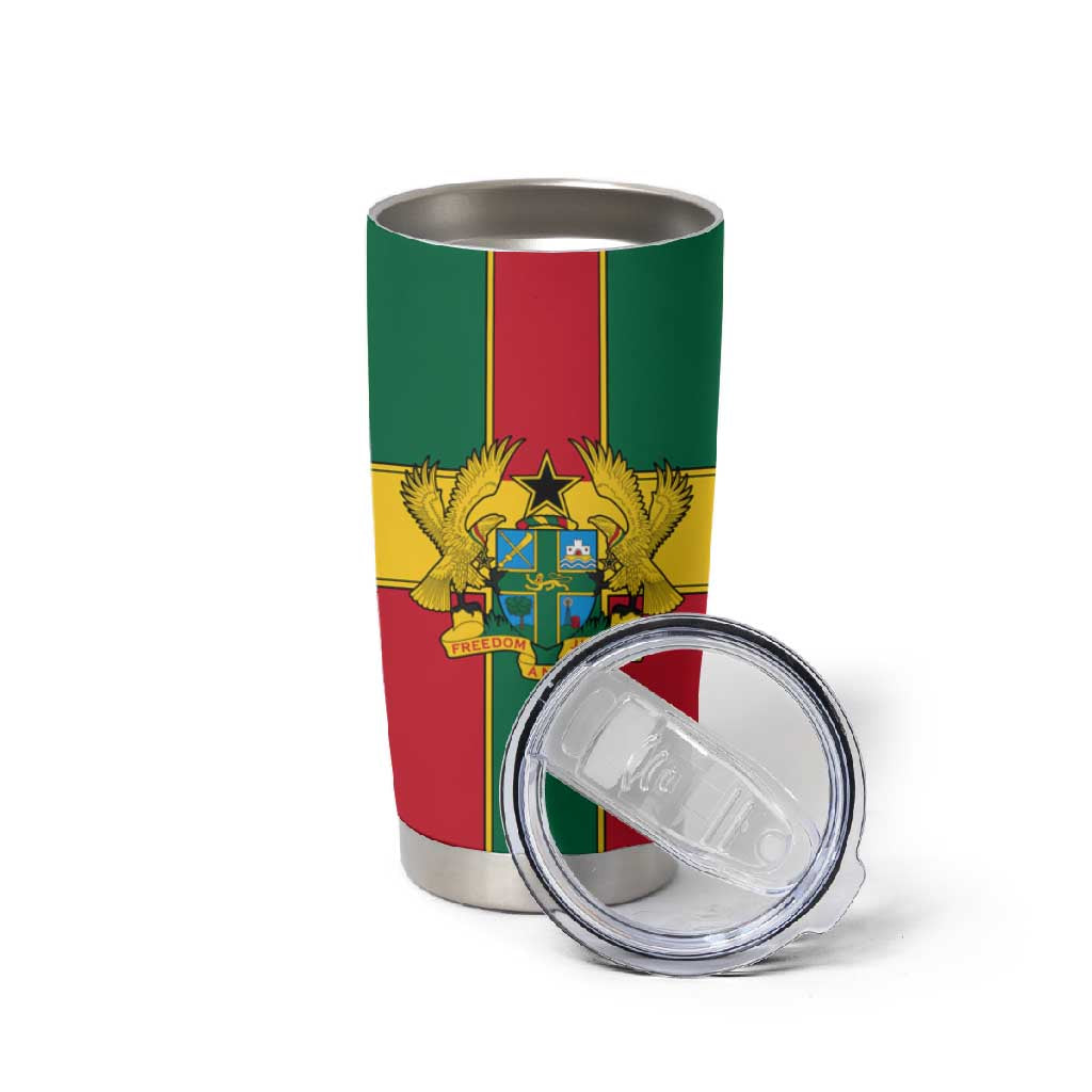 African Ghana Tumbler Cup Flag with Coat of Arms Simple Design TS04