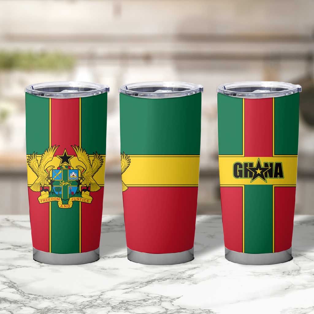African Ghana Tumbler Cup Flag with Coat of Arms Simple Design TS04