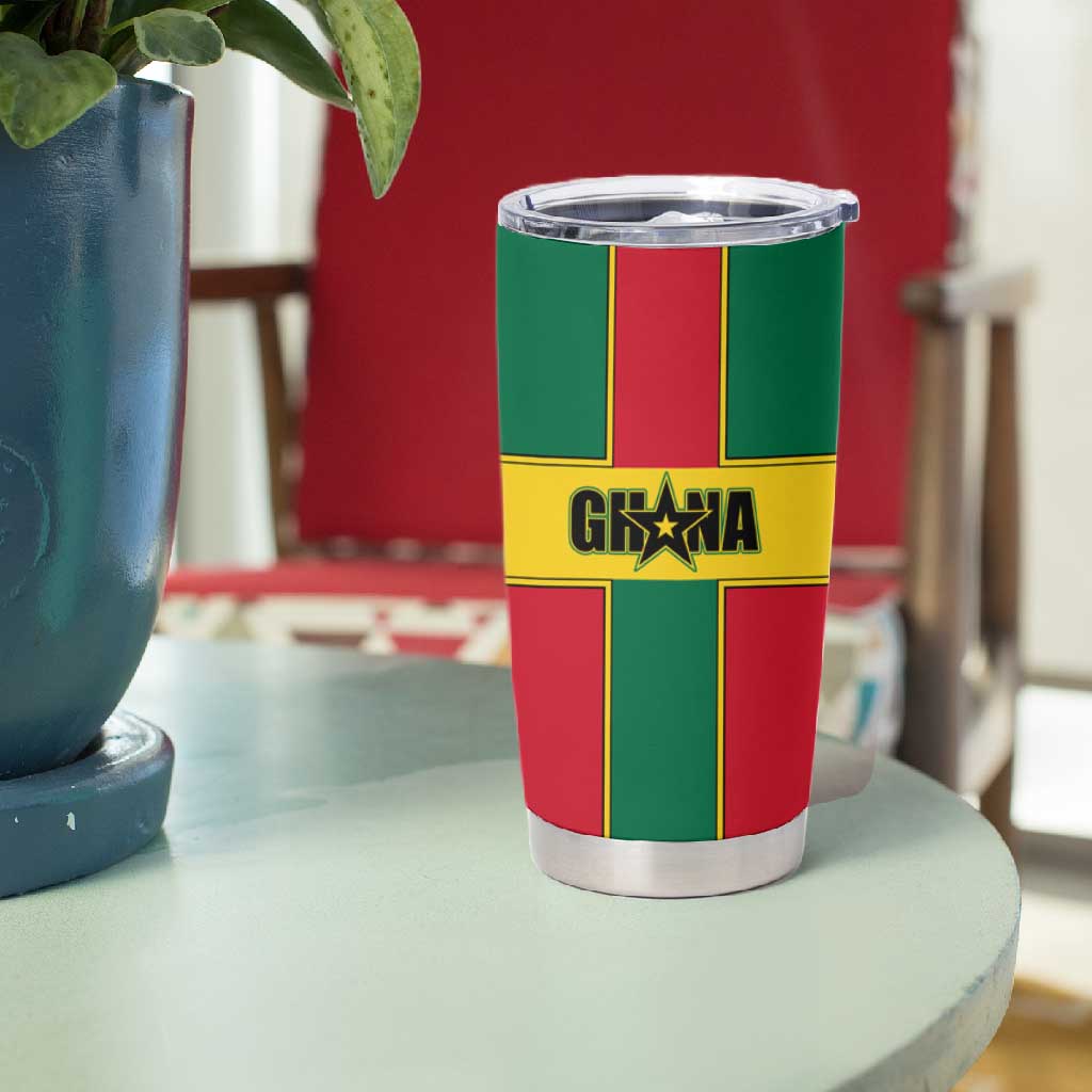 African Ghana Tumbler Cup Flag with Coat of Arms Simple Design TS04