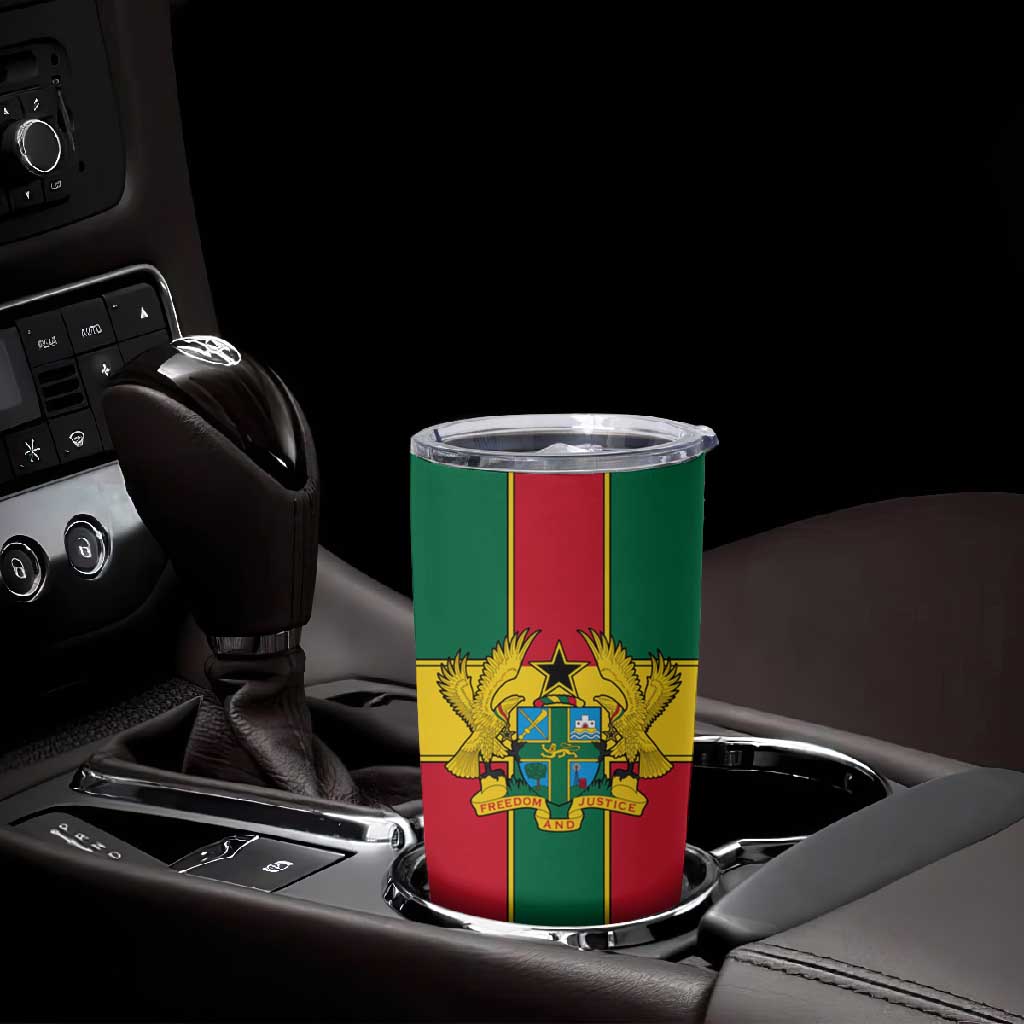 African Ghana Tumbler Cup Flag with Coat of Arms Simple Design TS04