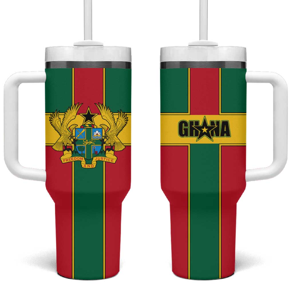 African Ghana Tumbler With Handle Flag with Coat of Arms Simple Design TS04