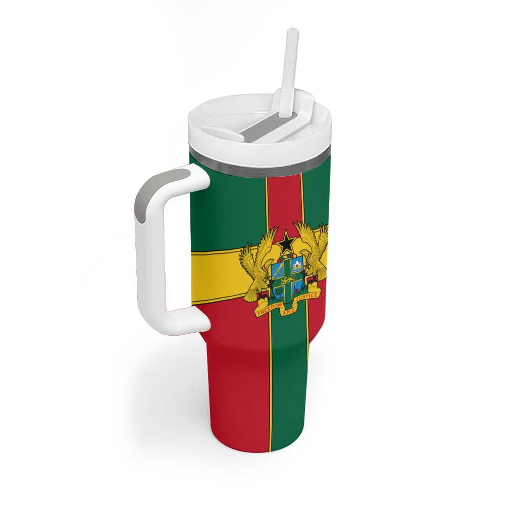 African Ghana Tumbler With Handle Flag with Coat of Arms Simple Design TS04