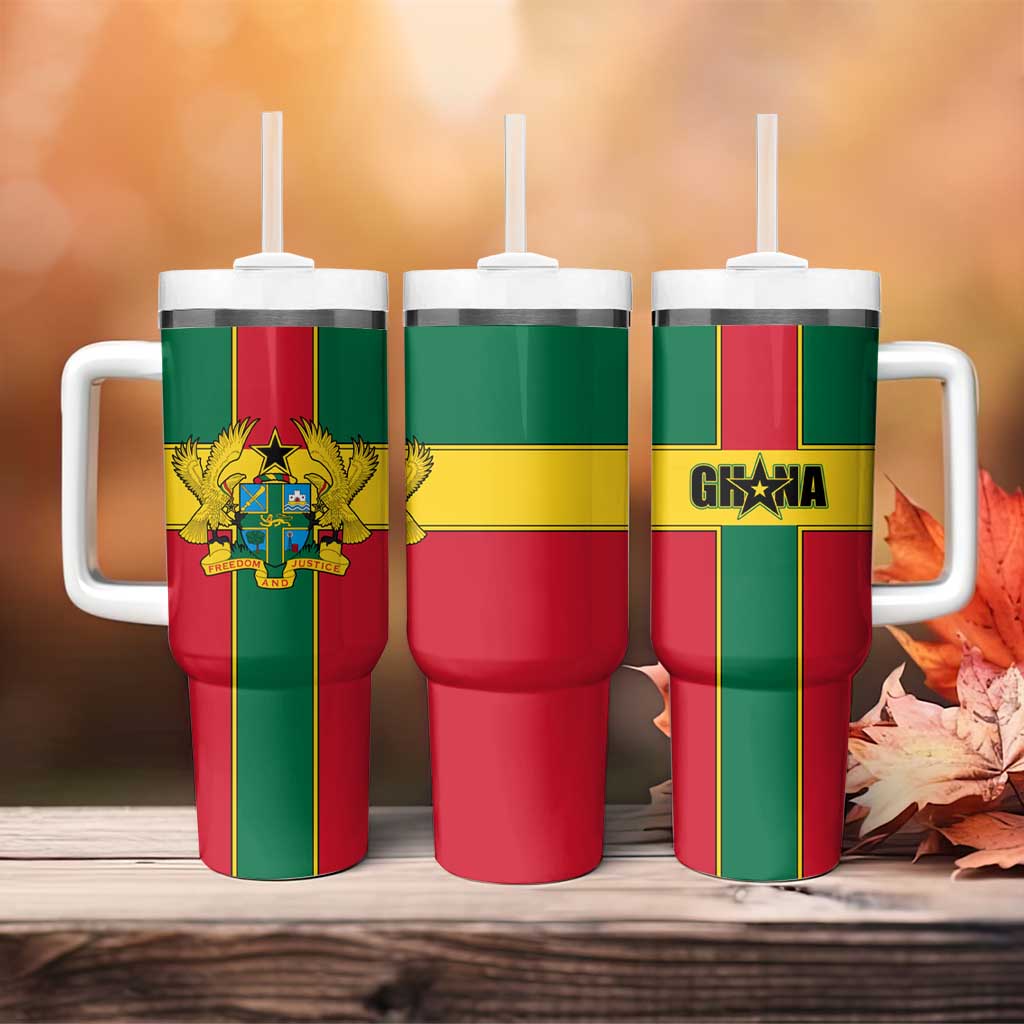 African Ghana Tumbler With Handle Flag with Coat of Arms Simple Design TS04
