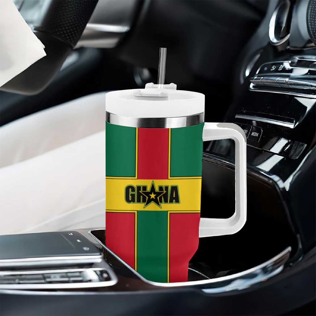 African Ghana Tumbler With Handle Flag with Coat of Arms Simple Design TS04