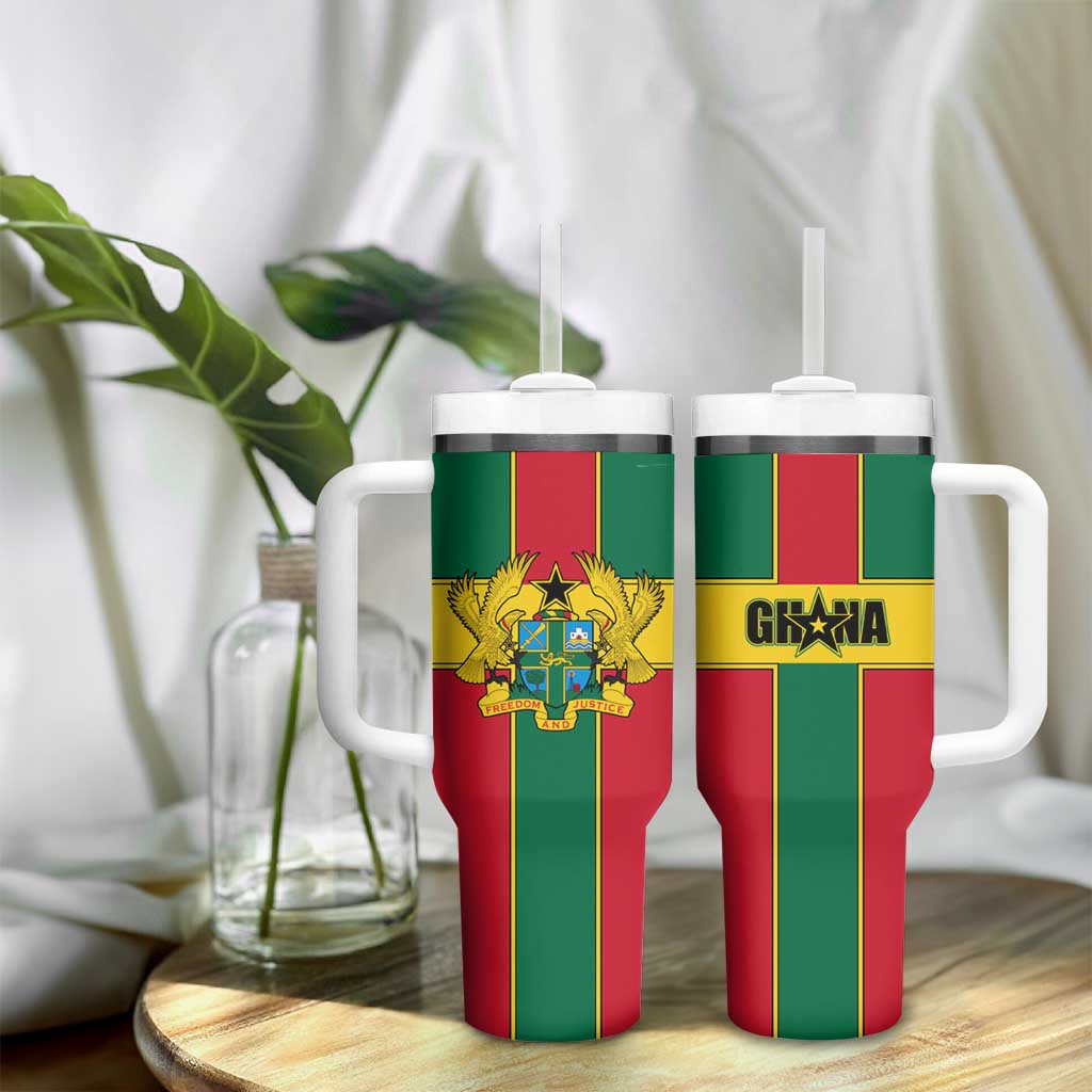 African Ghana Tumbler With Handle Flag with Coat of Arms Simple Design TS04