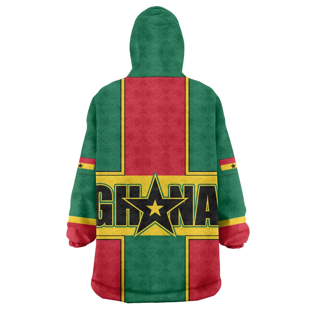African Ghana Wearable Blanket Hoodie Flag with Coat of Arms Simple Design TS04
