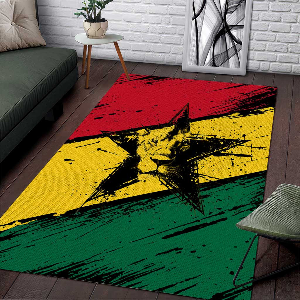 Afro Ghana Lion Area Rug Star Grunge Style TS04