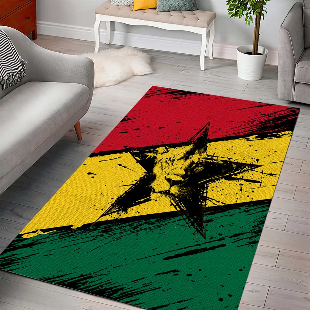 Afro Ghana Lion Area Rug Star Grunge Style TS04