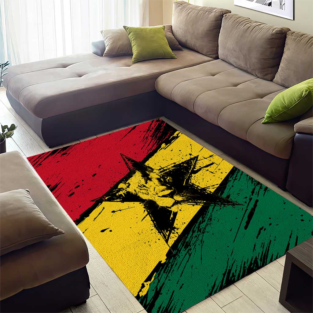 Afro Ghana Lion Area Rug Star Grunge Style TS04