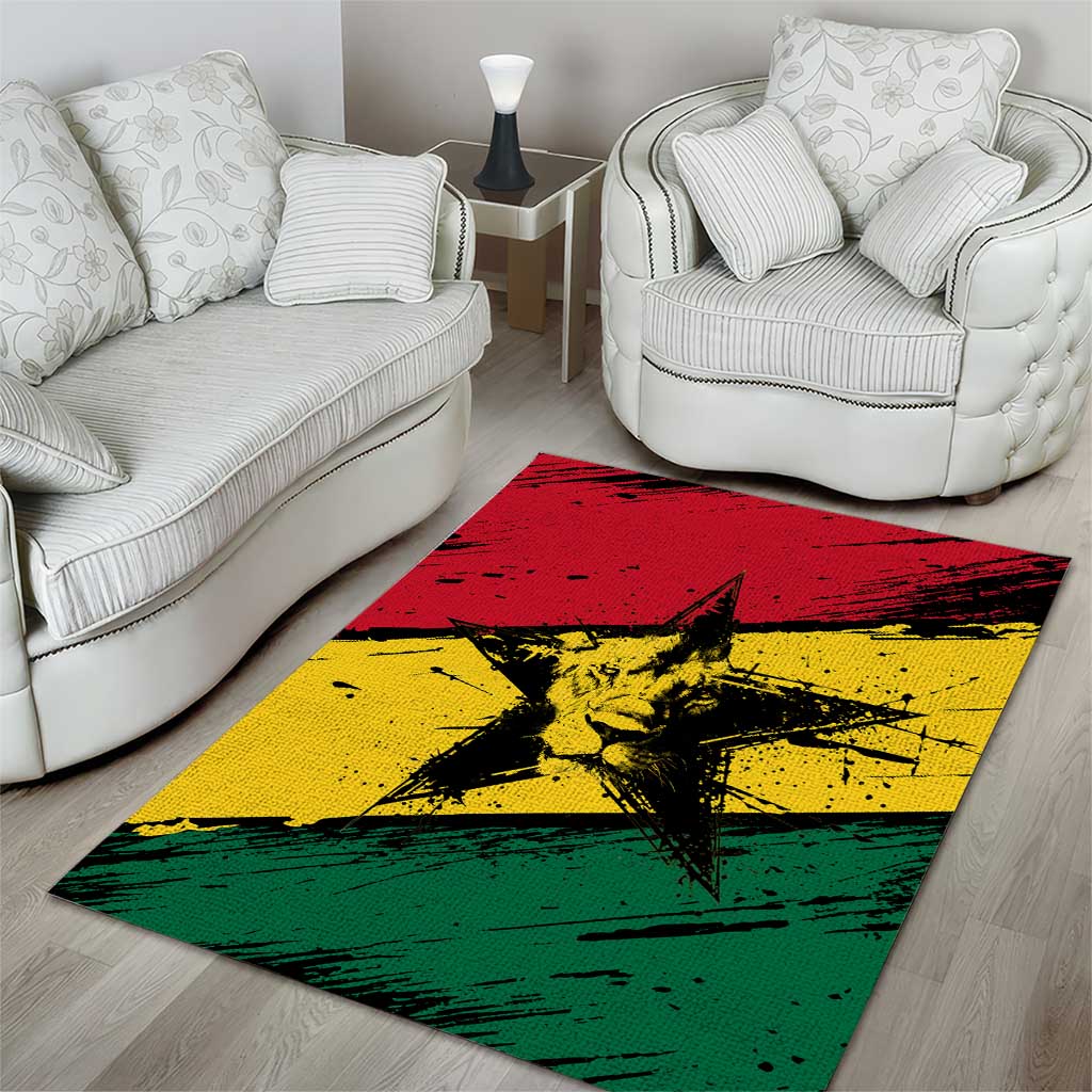 Afro Ghana Lion Area Rug Star Grunge Style TS04