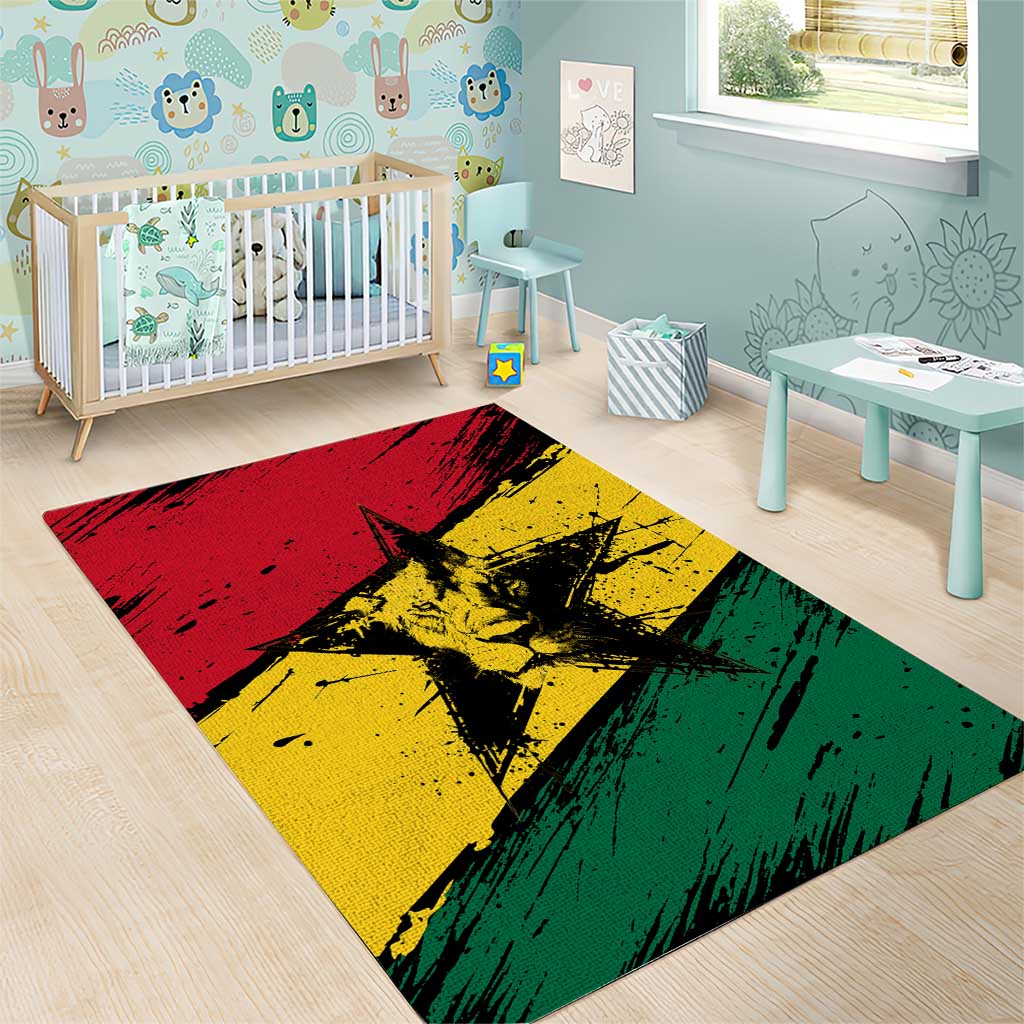 Afro Ghana Lion Area Rug Star Grunge Style TS04