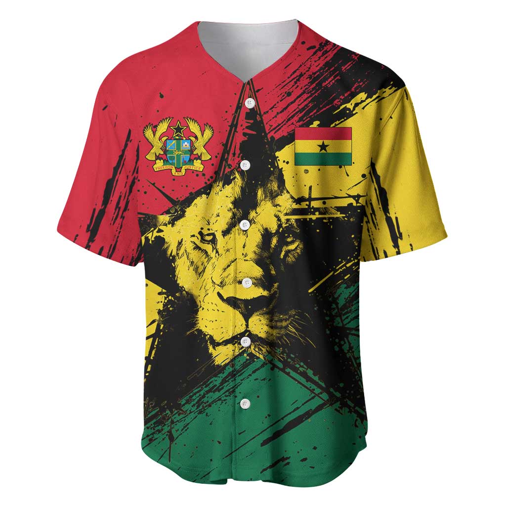 Afro Ghana Lion Baseball Jersey Star Grunge Style TS04