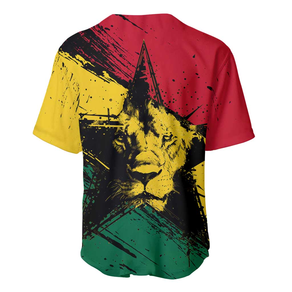 Afro Ghana Lion Baseball Jersey Star Grunge Style TS04