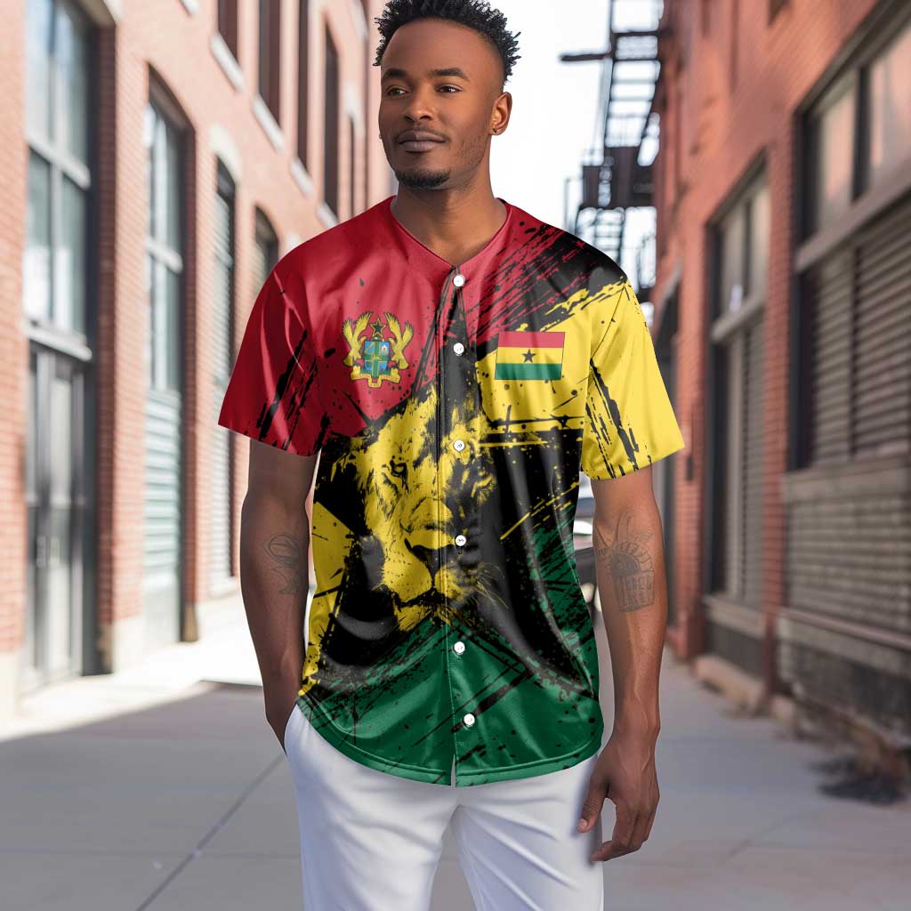 Afro Ghana Lion Baseball Jersey Star Grunge Style TS04