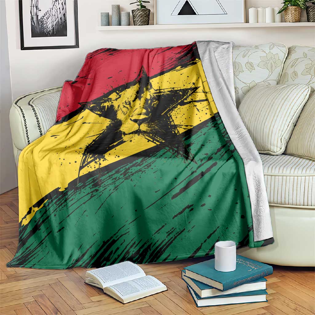 Afro Ghana Lion Blanket Star Grunge Style TS04