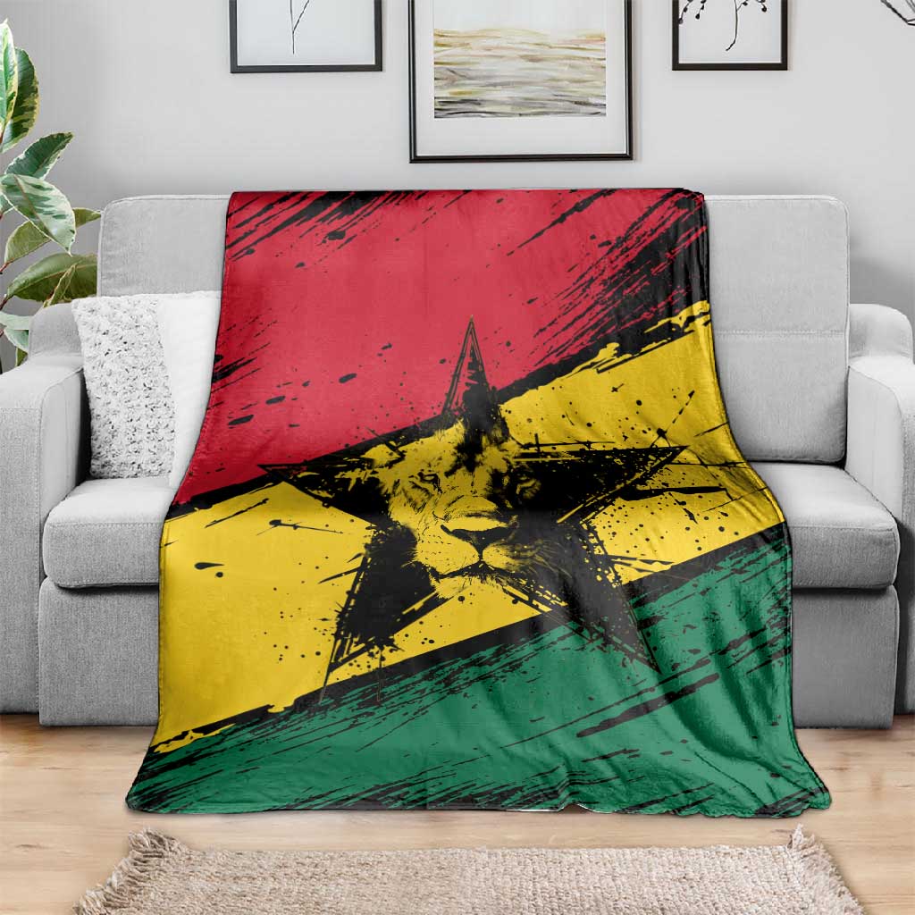 Afro Ghana Lion Blanket Star Grunge Style TS04