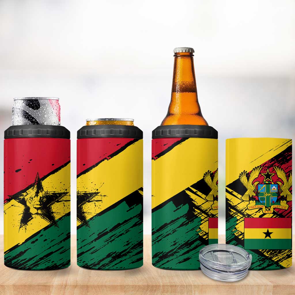 Afro Ghana Lion 4 in 1 Can Cooler Tumbler Star Grunge Style TS04