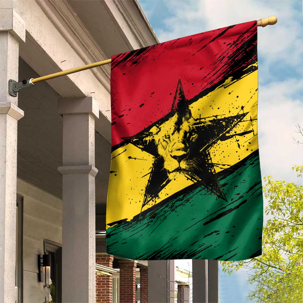 Afro Ghana Lion Garden Flag Star Grunge Style TS04