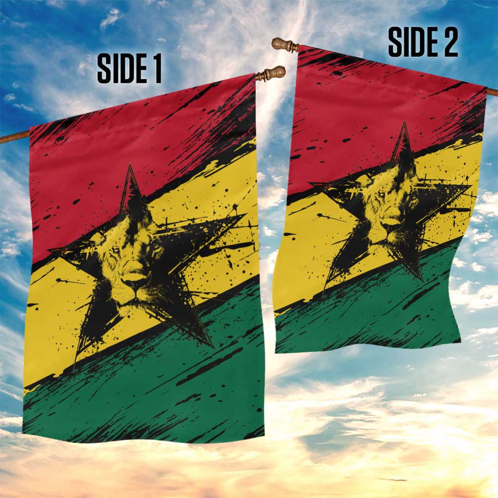 Afro Ghana Lion Garden Flag Star Grunge Style TS04