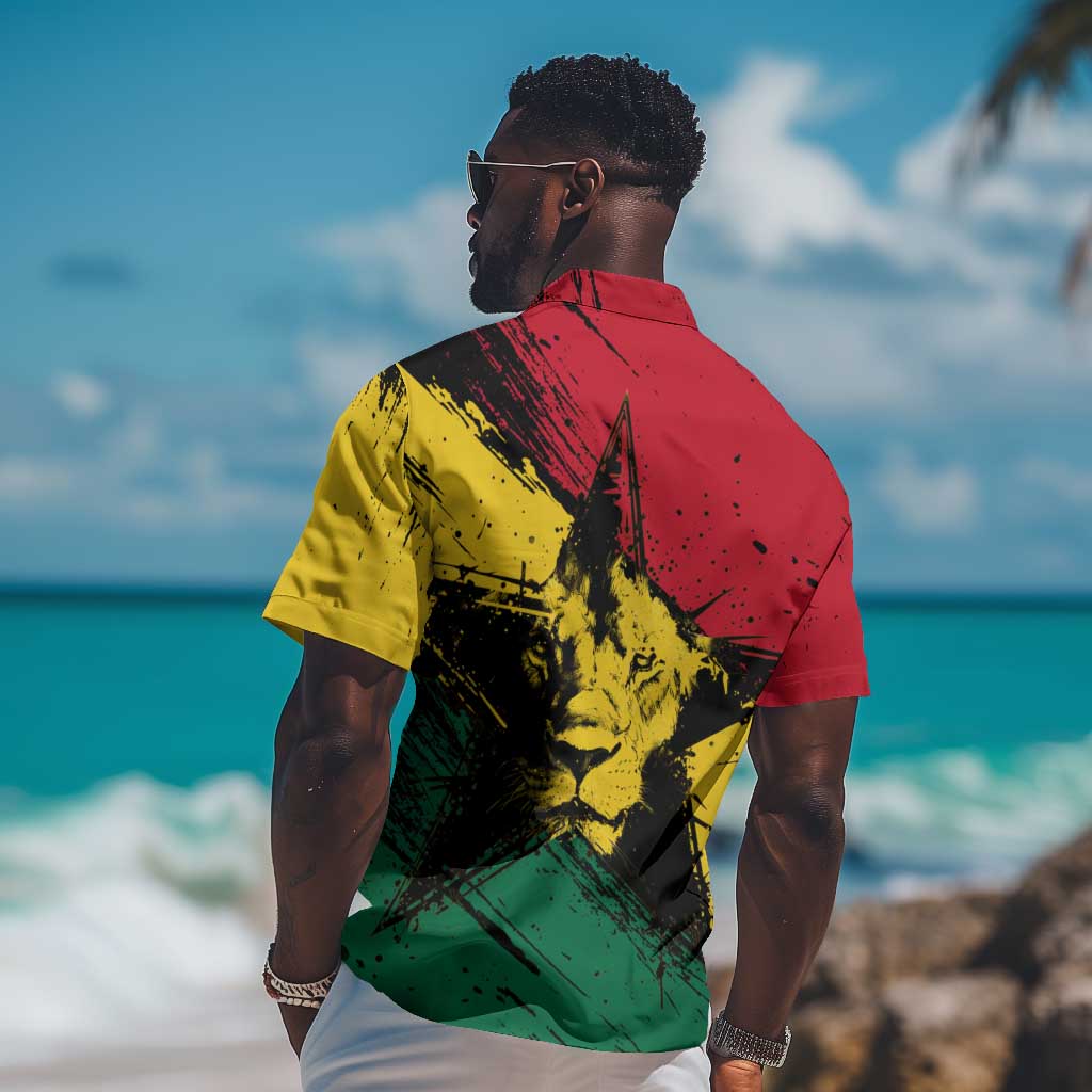 Afro Ghana Lion Hawaiian Shirt Star Grunge Style TS04