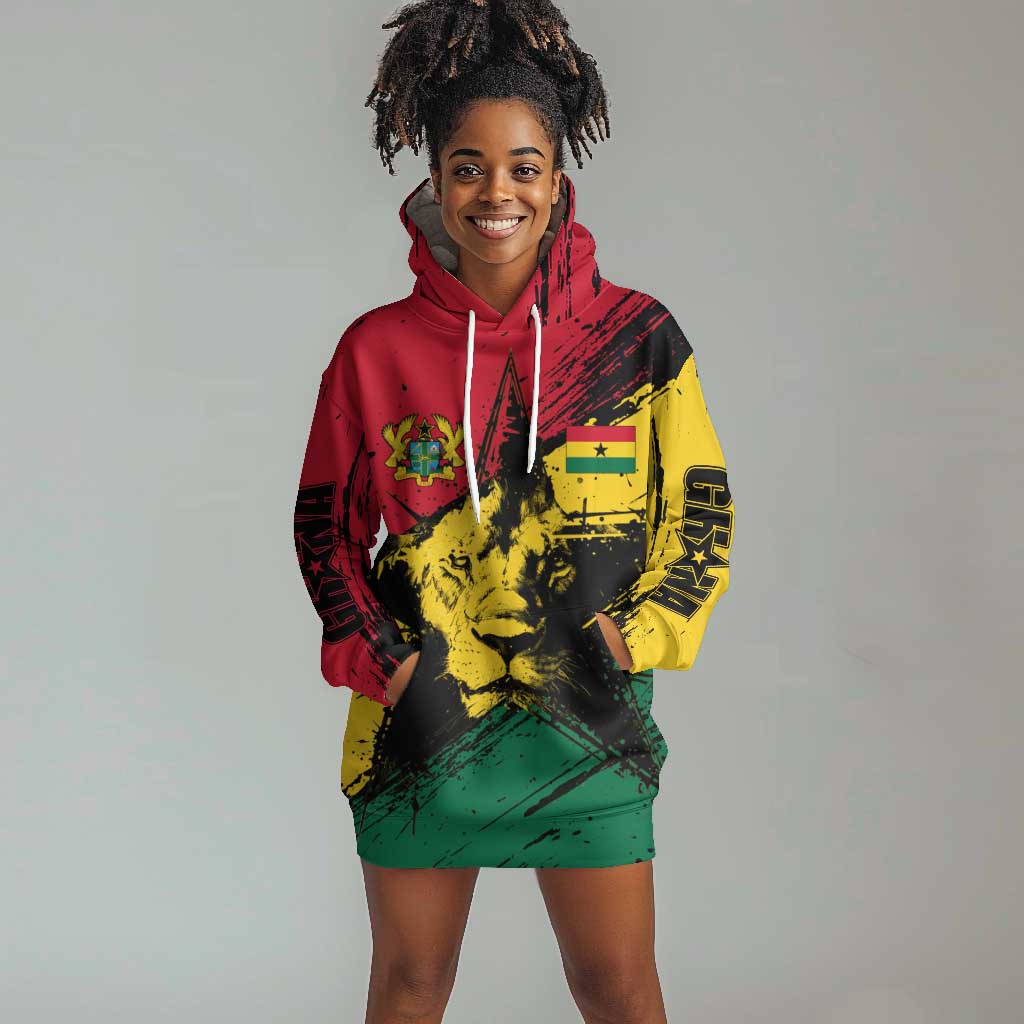 Afro Ghana Lion Hoodie Dress Star Grunge Style TS04