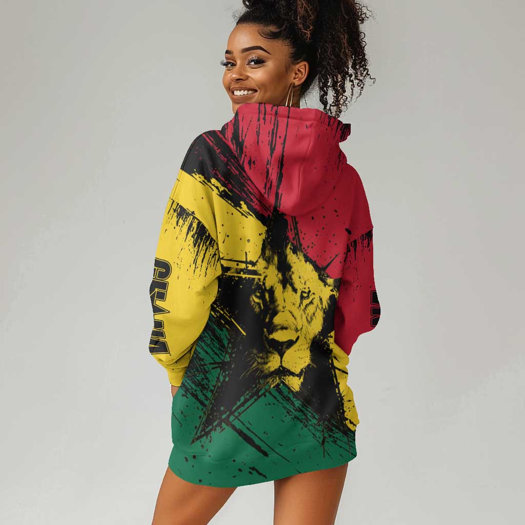 Afro Ghana Lion Hoodie Dress Star Grunge Style TS04