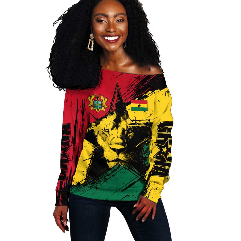 Afro Ghana Lion Off Shoulder Sweater Star Grunge Style TS04